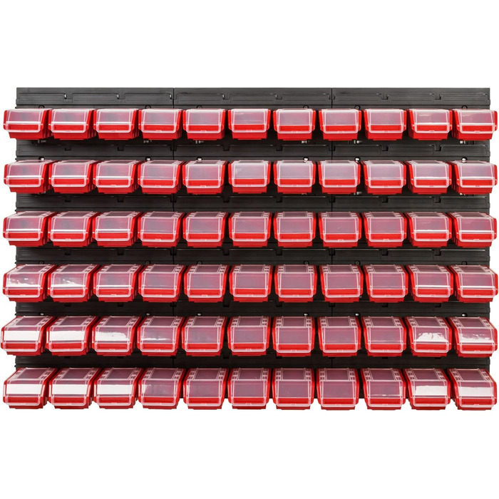 Стелажі для майстерні зі складськими коробками 117 x 78 см 66 коробок Настінна полиця зі штабелюваними коробками - Стінові панелі Надміцна полиця для контейнерів Інструменто-панелі з перфорованою дошкою Полиця для зберігання Полиця для гаража (3)