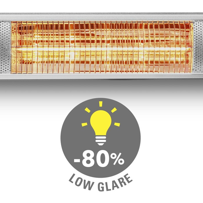 Інфрачервоний обігрівач TROTEC IR 3050 3000 Вт, 3 режими нагріву з дистанційним керуванням, технологія низького рівня відблисків, водонепроникний IP65, безшумний, ідеально підходить для патіо та ресторанів, 3000 Вт, сріблястий