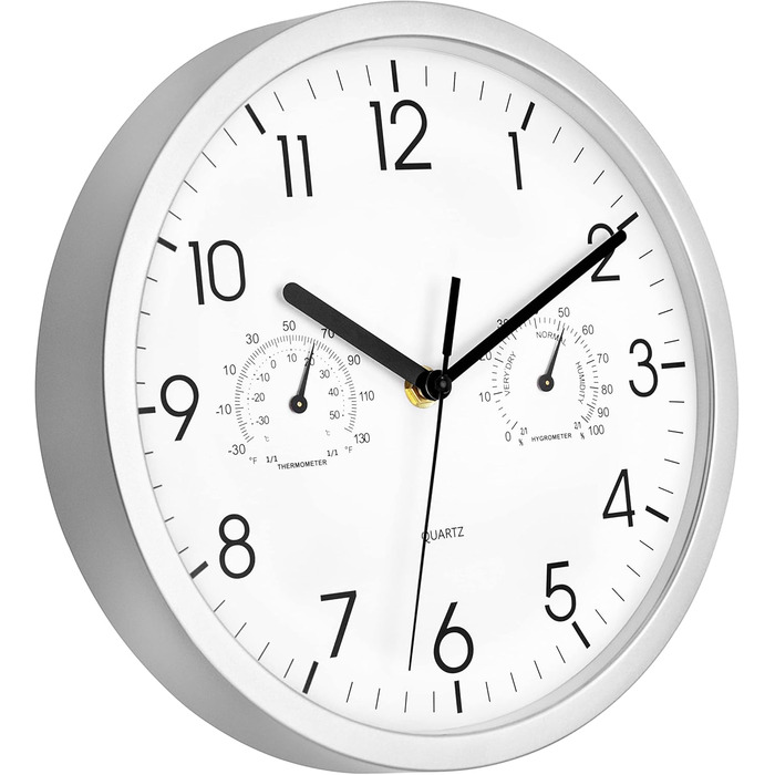 Настінний годинник Foxtop з індикатором температури і вологості Сучасний без цокання Безшумний годинник для кухні вітальні ванної