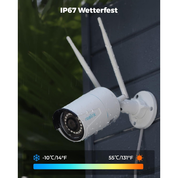 Мегапіксельна WiFi-камера Reolink Outdoor, 2,4 ГГц/5 ГГц Wi-Fi CCTV IP-камера зовнішня з виявленням людей/автомобілів/тварин, водонепроникність IP67, нічне бачення, детектор руху, слот для SD-карти, уповільнена зйомка, зовнішня камера RLC-510WA, 5-