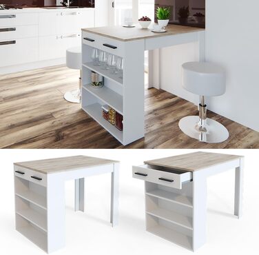 Обідній стіл Vicco Repose, барна стійка для їдальні, Сонома/Білий, 67 x 100 см Сонома/Білий Без барних стільців