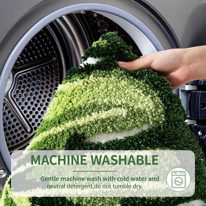 Зелений килимок для ванни, килимок для душу, килимок для ванної кімнати з листям монстери, килимок для підлоги у формі тропічної рослини, нековзний килимок для туалету, що миється, килимок для туалету 50 x 80 см