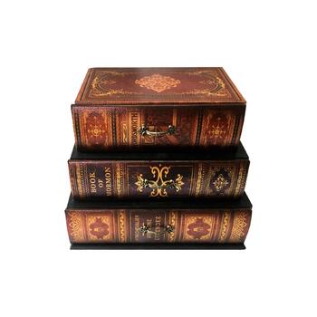 Міні-комод Rebecca Mobili, органайзер для столу, форма книги, 3 шухляди, МДФ ПВХ полотно, ретро стиль, для ювелірних виробів та косметики - Розміри 22 x 24 x 16 см (В x Д x Ш) - Арт. RE6443 22x24x16 см