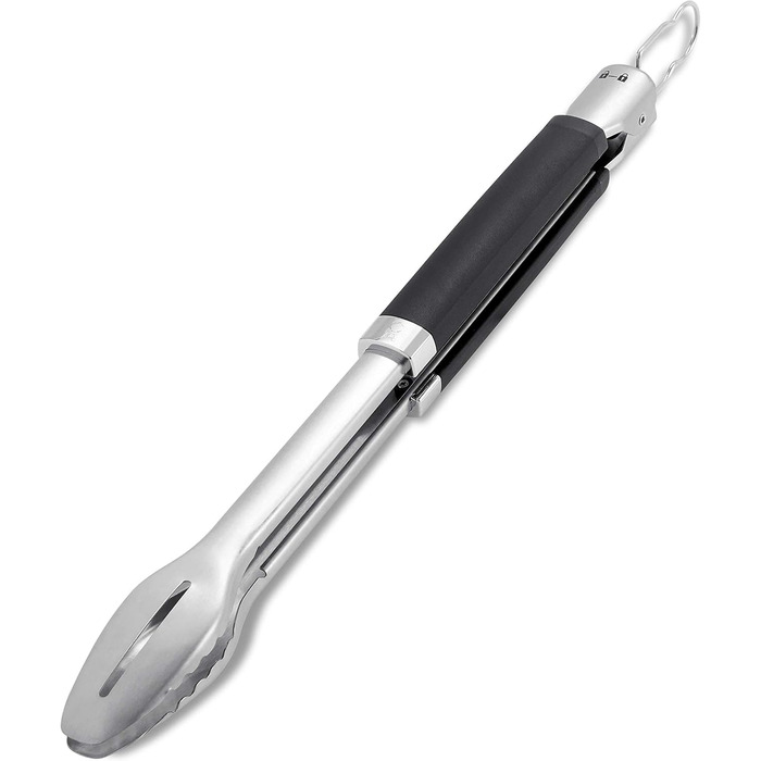 Щипці для гриля Weber Premium (46 см), нержавіюча сталь, з комфортним руків'ям та системою фіксації, підходять для миття в посудомийній машині, з петлею для підвішування чорний/сріблястий (6760)