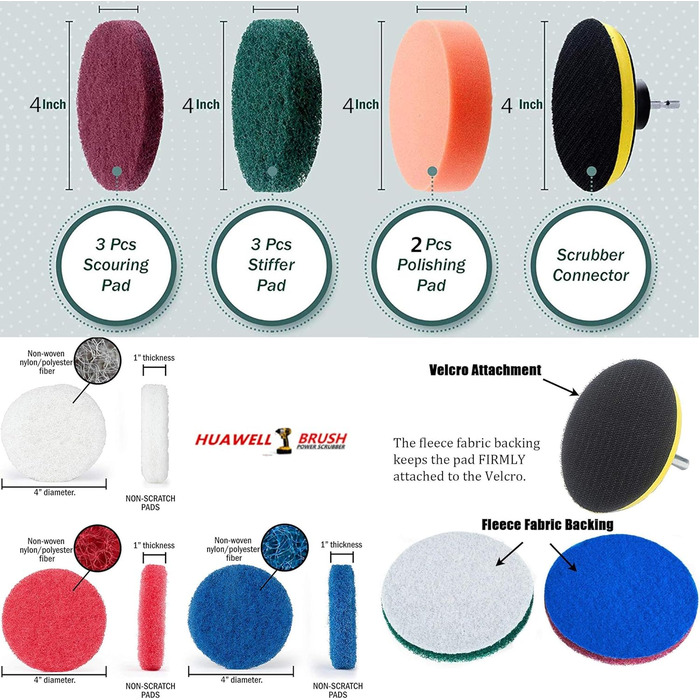 Щітка для свердління та набір мочалок із 24 предметів, подовжена довга насадка, універсальне очищення затирки, плитки, раковин, ванн, ванних кімнат, кухонь, чищення килимів, чищення затирки