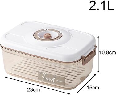 Герметична контейнер-вакууматор з кришкою, що не протікає, сумісний з вакуумним насосом для тривалого зберігання свіжості, великий об'єм (2,1 л)