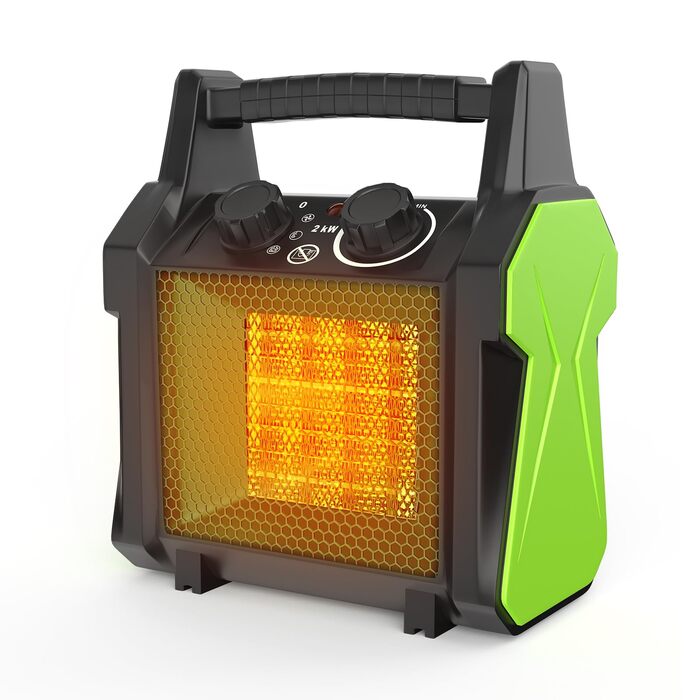 Вуличний вентилятор-обігрівач GARDTECH потужністю 2000 Вт, портативний обігрівач для теплиць із захистом від перегріву, швидконагріваючий керамічний гаражний обігрівач, електричний обігрівач для майстерні та теплиці (середній)