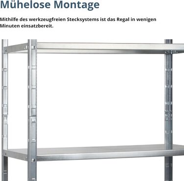 Система стелажів SCHULTE з 4 полицями PowerMAX, вантажопідйомність 70 кг, 200x100x50 см (ВxШxГ), оцинкована (полиця для зберігання, полиця для майстерні, полиця для підвалу, полиця для гаража, металева полиця)
