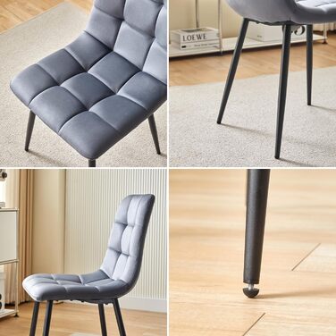 Обідні стільці, оббиті оксамитом, комплект Milano з 4 шт. , сірий, 521252.