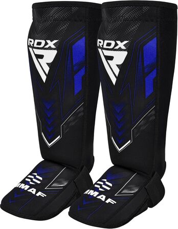 Щитки для гомілок RDX IMMAF для кікбоксингу, захисні накладки на підйомники для боксу, бойових мистецтв, ММА, спарингу, захист ніг для чоловіків та жінок, спорядження для кікбоксингу, синій розмір S