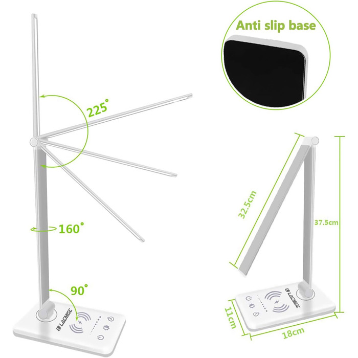 Настільна лампа Lacmisc Настільна лампа з регулюванням яскравості 5 кольорів і 10 рівнів яскравості Настільна лампа Світлодіодне сенсорне керування Рівні яскравості Настільне світло та порт USB (04 Вт)