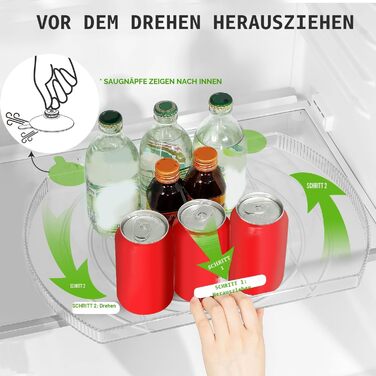 Органайзер для холодильника ROWNYEON поворотний, прямокутний, 360, Lazy Susan, 41,9 см