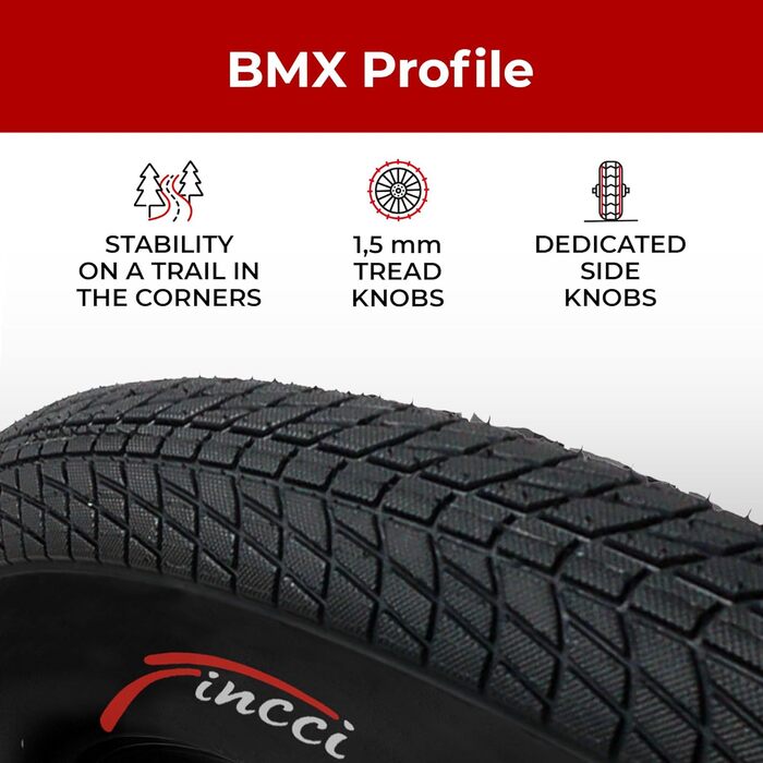Велосипедні покришки Fincci BMX (20x1.75 дюйма) з камерою Schrader