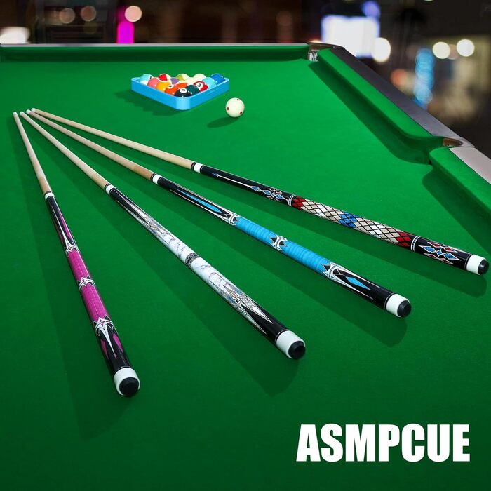 Кий для більярду ASMPCUE, 58-дюймовий більярдний кий з твердої деревини, 13-міліметрові наконечники для професійних більярдистів, 1/2 кия для більярдного столу, спортивний білий колір