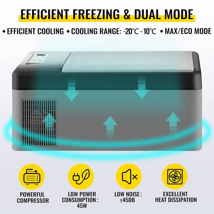 Портативний морозильний міні-холодильник електричний Cool Box, автомобільний Cool Box 15 л 98 x 320 x 260 мм Cool Box електричний 20 10 компресорний Cool Box, автомобіль, вантажівка, човен, будинок на колесах, кемпінг