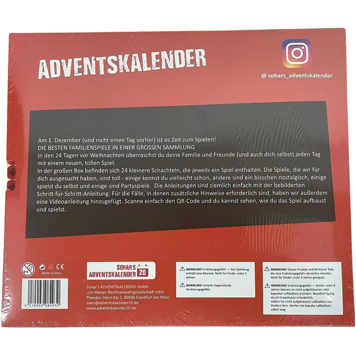 Адвент-календар SOHAR'S ADVENTSKALENDER 2025 Сімейні ігри, для всієї родини