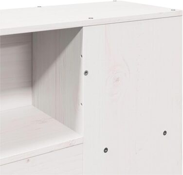 Ліжко з масиву дерева Hommdiy з полицею (матрац не входить до комплекту), дерев&39яний каркас ліжка з рейковою основою та узголів&39ям, ліжко для спальні, біле, 120 x 200 см.