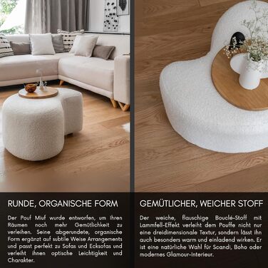 Пуф-табурет MIUFORM Пуф-сидіння MIUF Пуф для ніг, пуф, м&39який табурет для вітальні, спальні, коридору, гардеробної 68 x 64 x 36 см Тканина букле (бежевий)