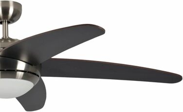 Стельовий вентилятор Pepeo з підсвічуванням і пультом Melton, корпус нікель, колір лопатей Wanaque / коричневий, 132 см, для приміщень до 25 м