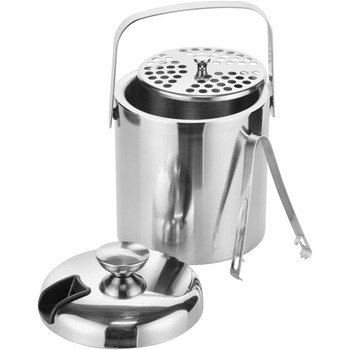 Відро для льоду HI з кришкою і щипцями (вкл. сито для крапель) - лоток для льоду з нержавіючої сталі з кришкою, лоток для льоду, б