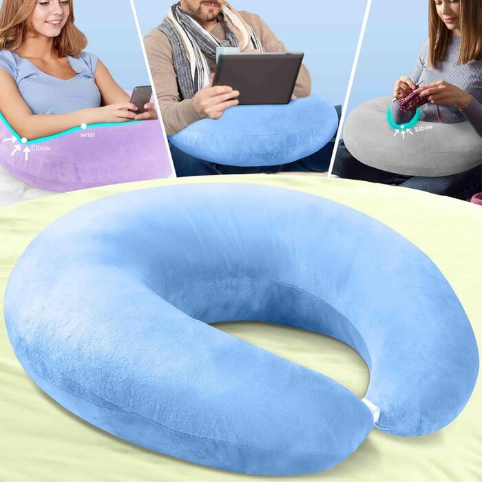 Ергономічна подушка Crealis - ваш союзник комфорту для творчих моментів подушка для читання та ігор для ліжка та дивана - ергономічна подушка для рук для читання, гри, роботи та в&39язання гачком (синя, стандартна)