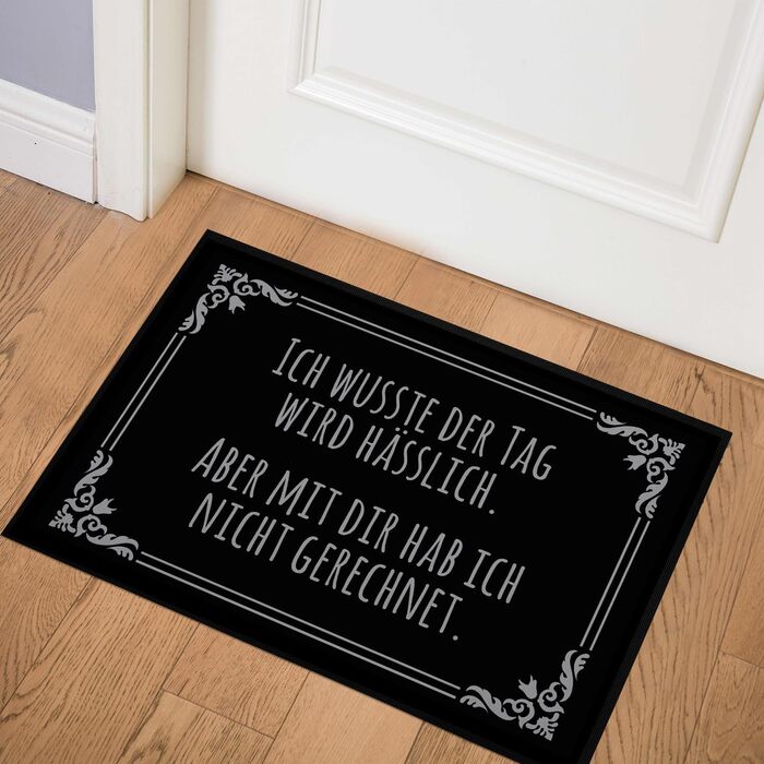Килимок для дверей MoonWorks із саркастичним написом Я знав, що день буде потворним іронічне вітальне повідомлення, нековзний та миється, чорний, 60x40 см, Ugly Day Black