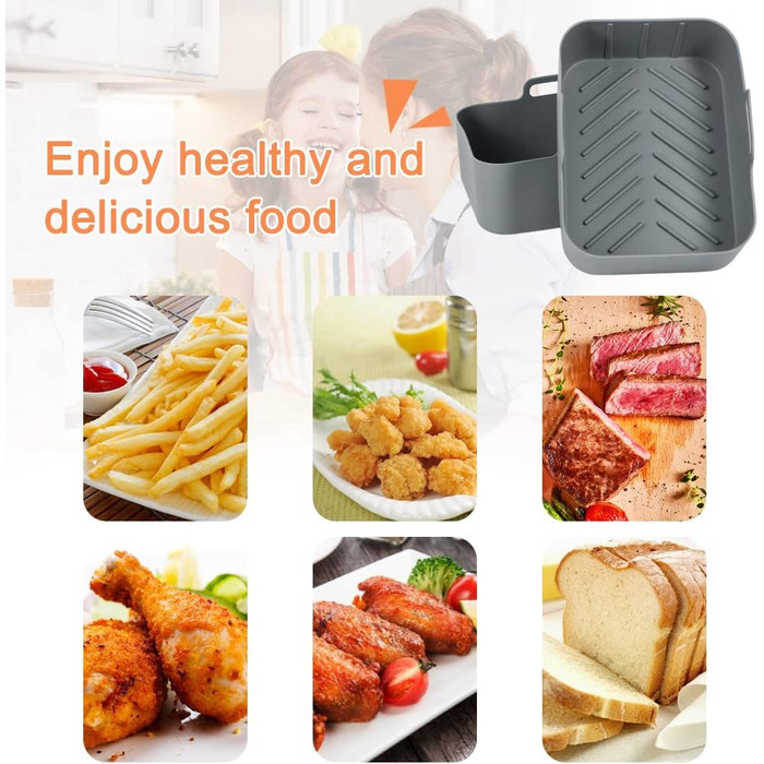 Аерофритюрниця BYKITCHEN 2PCS із силіконовою формою для ніндзя, аксесуари для AF400EU, багаторазова фритюрниця Силіконова каструля для Ninja Foodi/Innsky та інші двозонні фритюрниці