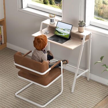 Сучасний комп'ютерний стіл HOMCOM, 84 x 45 x 85 см, білий дуб