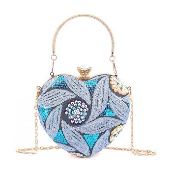 Елегантне клатч-сердечко Naimo з паєтками, міні-сумочка для вечірки, весілля або коктейлю, блакитний колір
