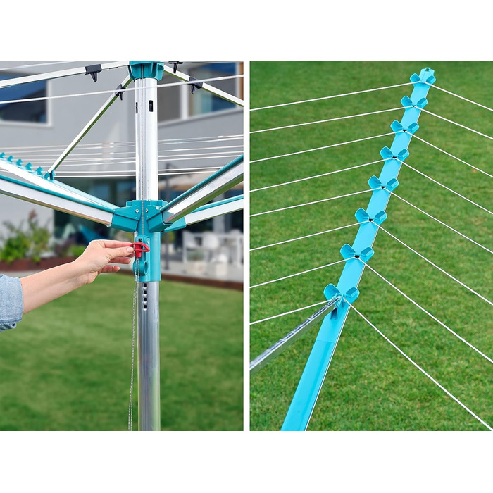 Ротаційна сушильна машина Leifheit Linomatic 500 Easy, втягування лінії для чистої білизни, парасолька для білизни з системою Easy