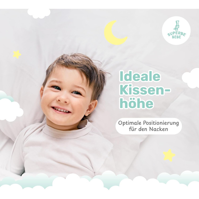 Бавовняна дитяча подушка Oeko-Tex біла - Ідеальна подушка для дітей від 1 до 3 років - 33x45 см М'яка, гіпоалергенна подушка, легк