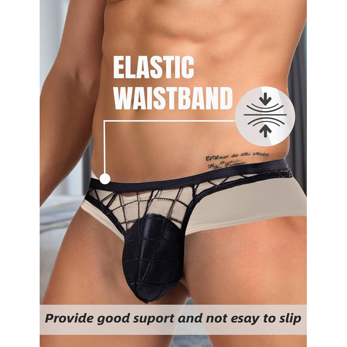 Прозорі чоловічі стрінги comeondear, чорні, розмір XL