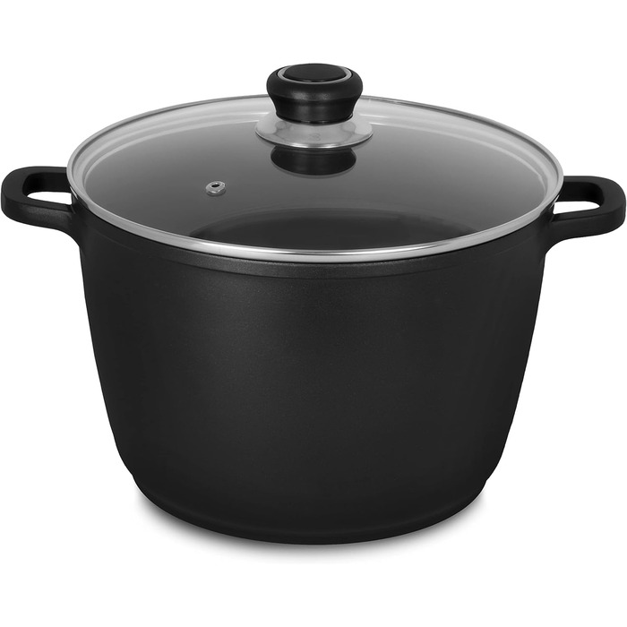 Лита алюмінієва універсальна каструля Krger Delta зі скляною кришкою - 24 см - каструля для приготування здорових та нежирних стра