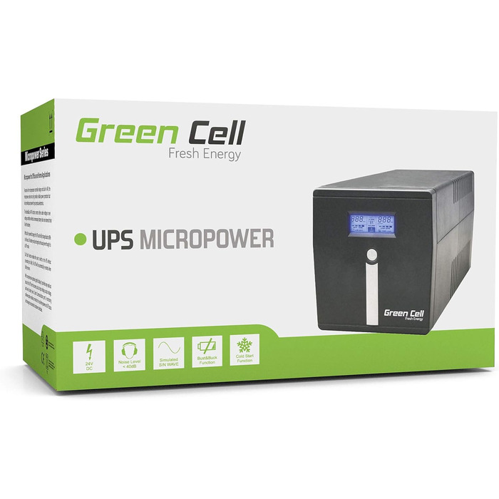 Джерело безперебійного живлення (ДБЖ) Green Cell UPS05 лінійно-інтерактивне 3 кВА 1200 Вт 5 розеток змінного струму