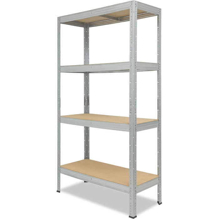 Професійний надміцний стелаж, оцинкований/металевий стелаж з 4 полицями, вантажопідйомність 200 кг кожна/металевий стелаж для підвалу, гаражний стелаж, стелаж для майстерні або стелаж для зберігання/металевий стелаж без болтів В 200см / Ш 120см / Г 40см, 