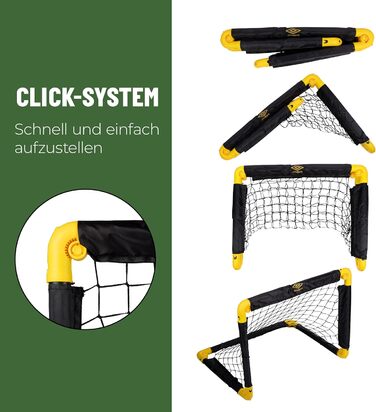 Футбольні ворота Umbro 50 x 44 x 44 см - Комплект із 2 футбольних воріт - Складані футбольні ворота - Футбольні ворота для саду та дітей - Тренувальний футбольний інвентар для приміщень та вулиці - Пластик - Чорний/Жовтий