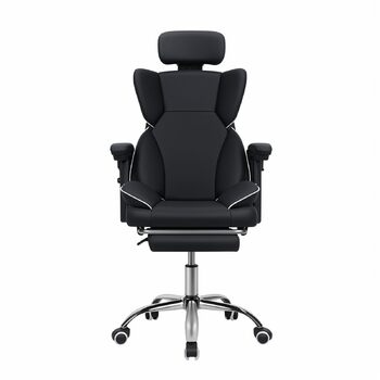 Ергономічне офісне крісло Yokawe з підставкою для ніг, вантажопідйомність 180 кг, комп&39ютерне та ігрове крісло зі штучної шкіри з підголівником та поперековою опорою, чорне
