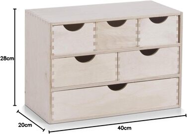 Тумба з 6 шухлядами, береза 40 x 20 x 28 см, 13193