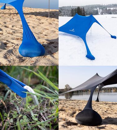 Пляжний намет преміум-класу з лайкри висувний сонцезахисний тент Оле з алюмінієвими стійками та наповнюваними піщаними анкерами 210 x 210 см