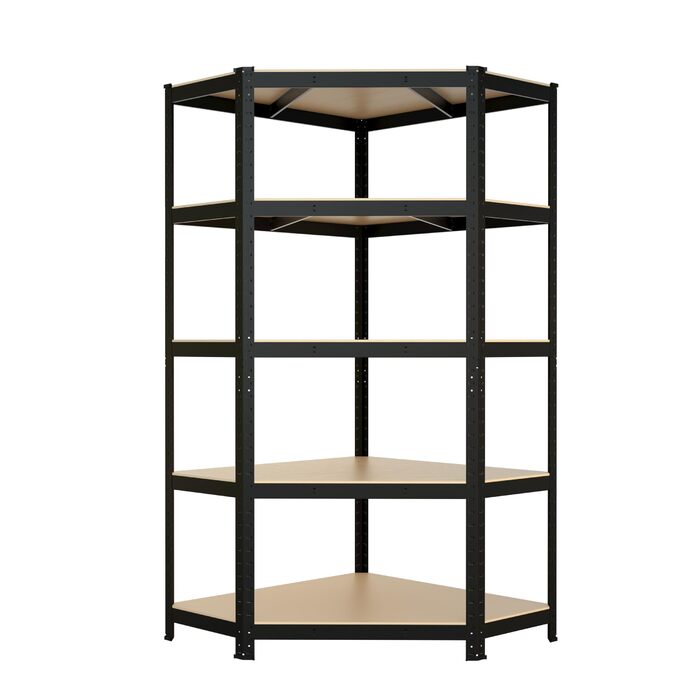 Кутова полиця casa pura Міцна полиця 180x90x40 Полиця та верстак Підвальна полиця, полиця для зберігання (Кутова полиця чорного кольору, 180 x 90 x 40 см) Кутова полиця чорного кольору 180 x 90 x 40 см