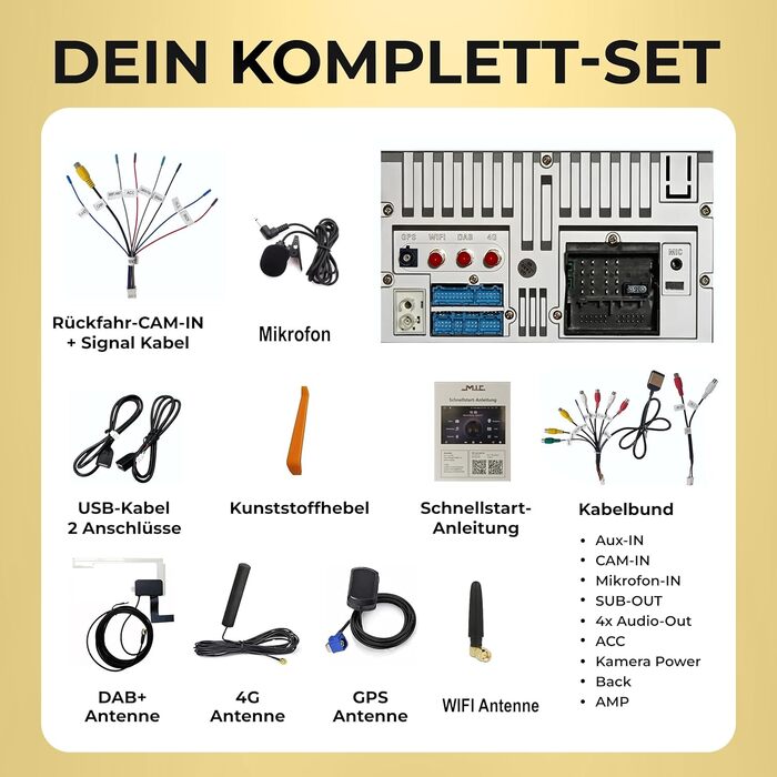 Авторадіо для VW Golf 5/6 Passat Touran Tiguan T5 / Skoda/SEAT (RNS/RCD Ersatz) 8&39 QLED, 4GB64GB, CarPlay/Android Auto, 4G-SIM, DAB (включ. антена), інтегрований CANBUS, 8V7-L2 Android 14