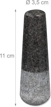 Гранітний розчин Relaxdays з товкачиком, міцний і довговічний, спеції, трави, полірований кам'яний розчин, Ø 8,5 см, V 100 мл, сір