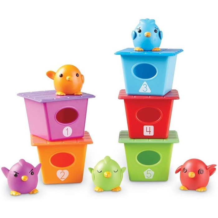 Навчальні ресурси Peek-a-Bird Learning Buddies, Toddler Activities, Educational Toy Set, Color Learning Toy, 15 Details, from 18 M