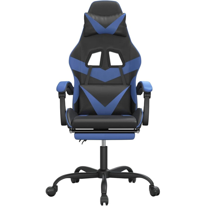 Ігрове крісло з підставкою для ніг, крісло для ПК, ігрове крісло, крісло для геймерів, крісла для ігор, крісла для кабінету, комп&39ютерне крісло, крісло для PlayStation, чорно-синя штучна шкіра