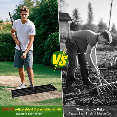 Гребінь-рівняльник для газону, інструмент для вирівнювання ґрунту, легке вирівнювання та догляд за газоном для саду, подвір'я, гольф-поля, 90x30x210 см