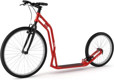 Самокат Yedoo Five kick - до 130 кг, самокат з пневматичними шинами 26/20 - самокат для дорослих, самокат для собак червоний