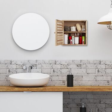 Настінна шафа Relaxdays, горіх, 2 відділення, магнітна застібка, підвісна шафа для ванної кімнати, кухні, ВШХ 42 x 42 x 18 см, натуральний колір, горіхове дерево