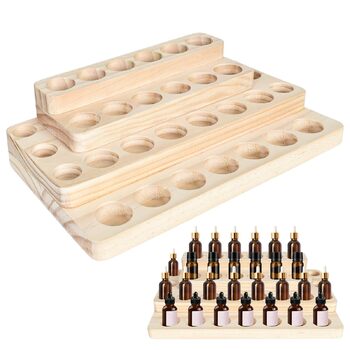 Підставка для ефірних олій Dokeno, дерев&39яна 4-рівнева підставка для зберігання ефірних олій з 31 отвором, органайзер для зберігання лаку для нігтів, ароматичних олій, парфумів, косметики, 31 x 18 x 7,5 см