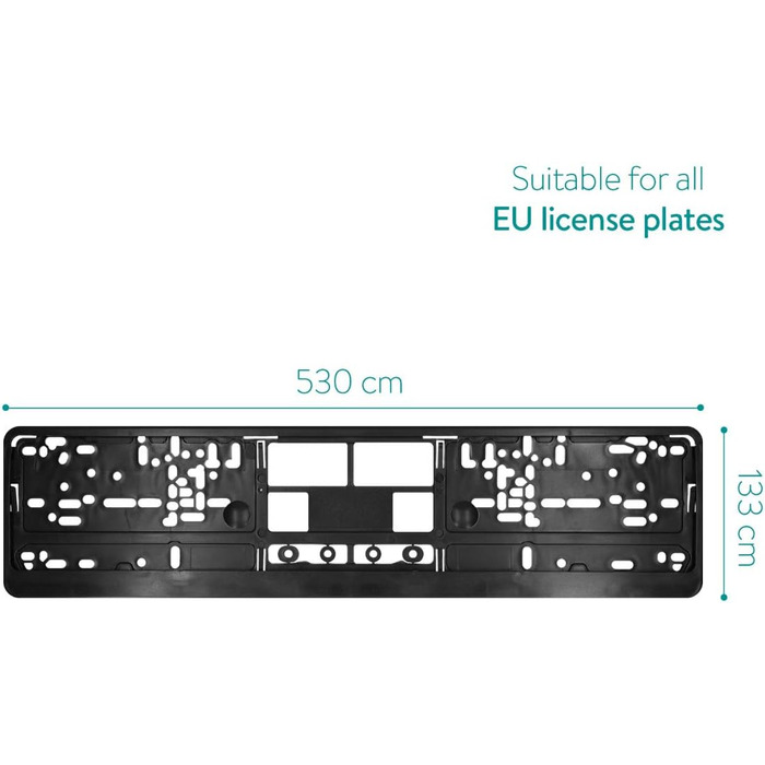 Тримач номерного знака Navaris - для номерного знака європейського стандарту 52 x 11см - Тримач автомобільного номерного знака - Тримач автомобільного номерного знака в чорному кольорі