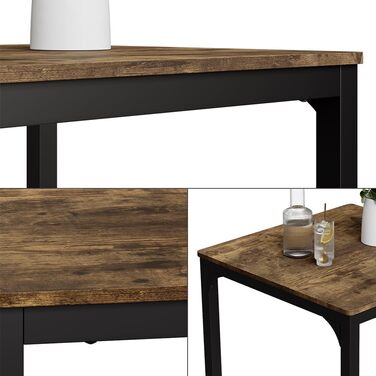 Обідній стіл Vicco Fyrk, чорний/рустикальний дуб, 70 x 70 см. Стіл чорного/рустикального дуба 70 см